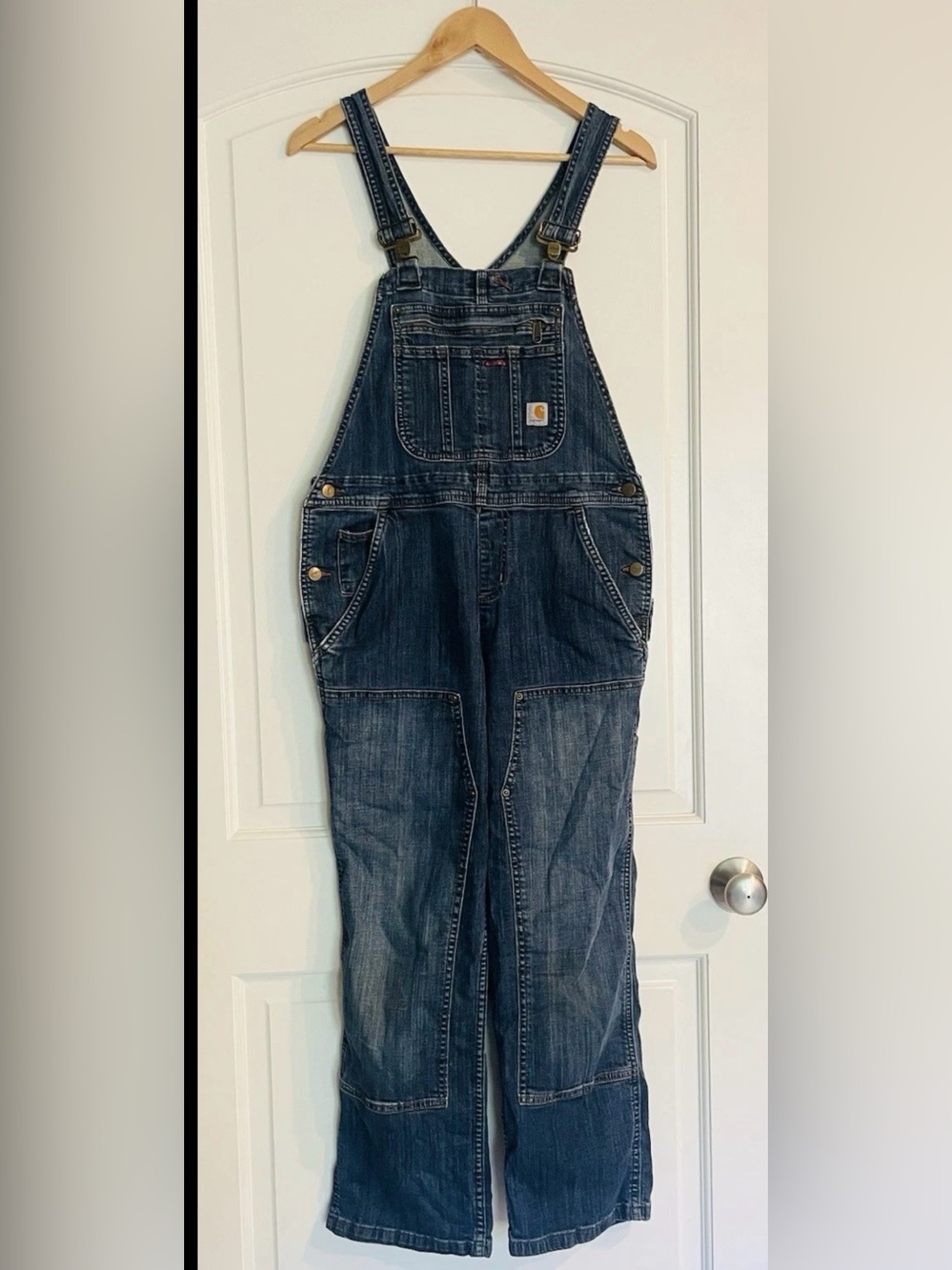 Carhartt Overalls Womens Double Knee Carpenter Bib Denim Farmer Country 4/6